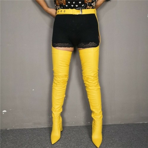 thigh high suspender boots
